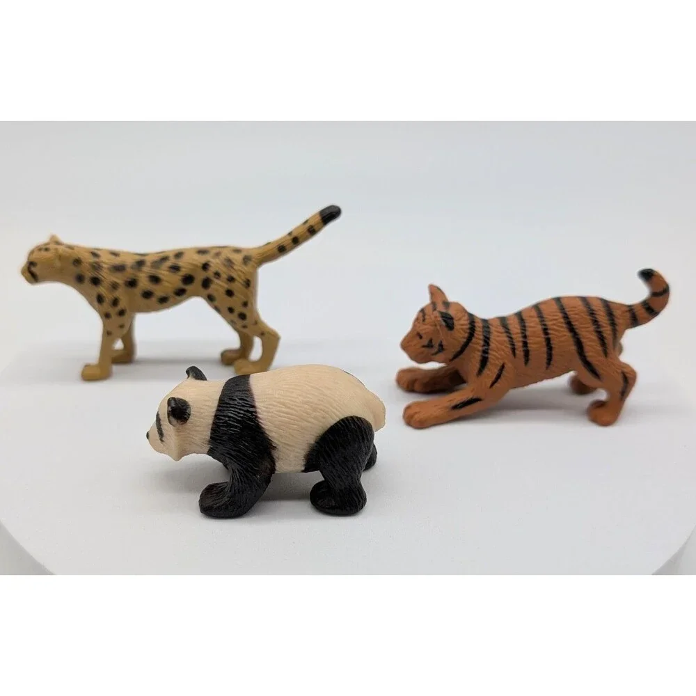 Set Of 3 K&M PVC Toy Animals Cheetah Tiger Giant Panda